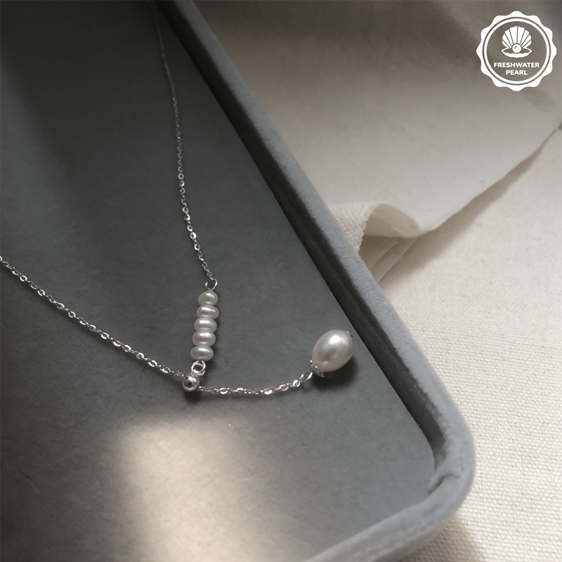 Luxury Slant Rice Teardrop Y Necklace, Adjustable Pull Chain